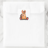 Paard op zittend vierkante sticker (Tas)