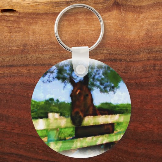 Paard over hek sleutelhanger (Voorkant)