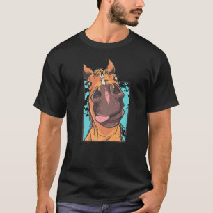 Paard Paard Gezicht Tong Silhouet Paardrijden T-shirt