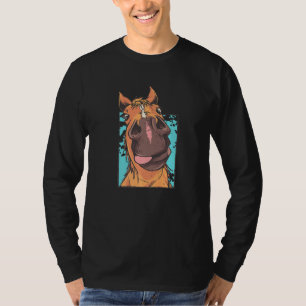 Paard Paardengezicht Tong Silhouet Rijpaard T-shirt