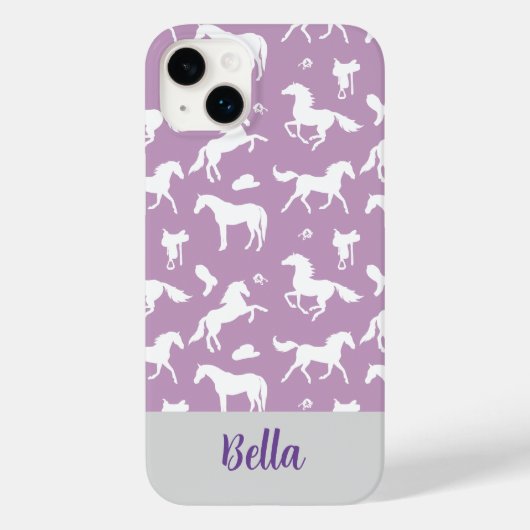 Paard Paarse Patroon Rider Aangepaste naam Case-Mate iPhone Case (Achterkant)