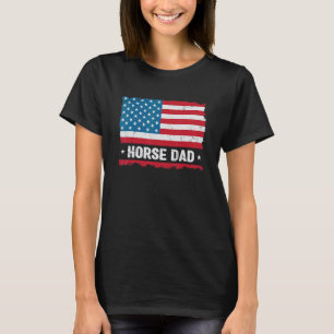 Paard Papa Amerika VS Vlag Patriottisch Vintage T-shirt