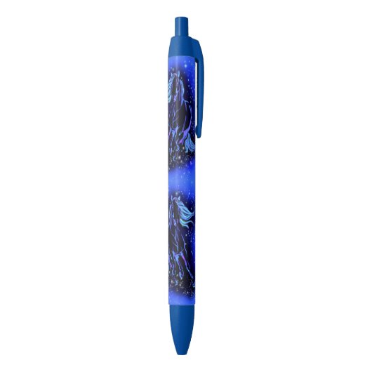 Paard Pen Running in Blauw Moonlight Night (Achterkant (Verticaal))