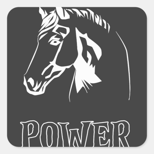 Paard Power Head Teken Vierkante Sticker (Voorkant)