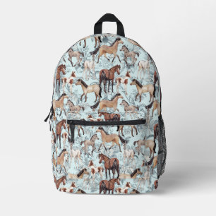 Paard Print Mooie Aqua Bloem Meisjes Bedrukte Rugzak