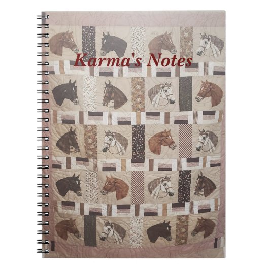 Paard Quilt met tekst Notitieboek (Voorkant)