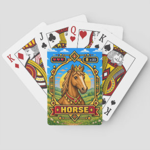 Paard Retro 8-Bit Pixel Art Pokerkaarten
