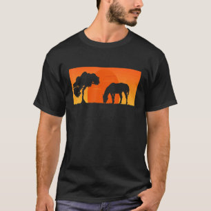 Paard Retro Zonsondergang Kleuren Silhouet Paard T-shirt