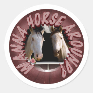 Paard rond Valentijnsdag Ronde Sticker