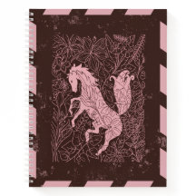 Paard Roze Bloemige Boho Spiraal Notebook Journaal