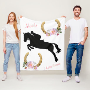 Paard & ruiter Jager Jumper "Ik hou van paarden" Fleece Deken
