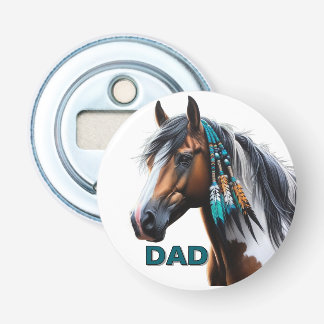 Paard schilderen met inheemse kralen button flesopener