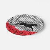 Paard Silhouet Rode Rozen Zwarte Strepen Derby Papieren Bordje (Gekanteld)