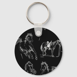Paard silhouetten Zwart Wit Sleutelhanger