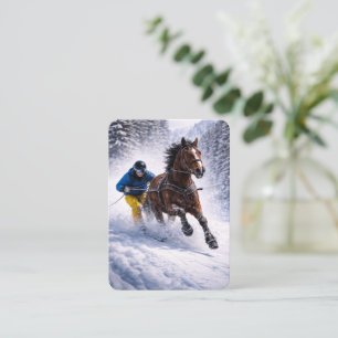 Paard Skijoring Canvas Wandkunst Winter Paard Visitekaartje