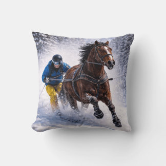 Paard Skijoring | Winterpaard | Worpkussen Kussen