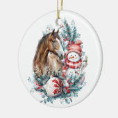 Paard sneeuwman Kerst waterverf elegant Keramisch Ornament (Links)
