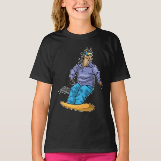 Paard Snowboard Wintersport T-shirt (Voorkant)