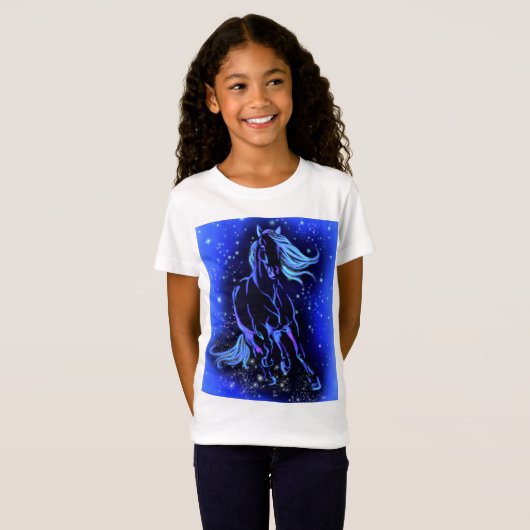 Paard T-shirt met blauwe Sterrennacht (Voorkant volledig)