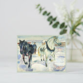 Paard Team in Sneeuw van Edvard Munch Briefkaart (Staand voorkant)