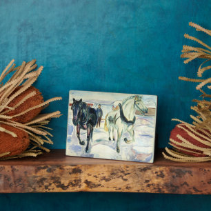 Paard Team in Sneeuw van Edvard Munch Fotoplaat