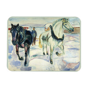 Paard Team in Sneeuw van Edvard Munch Magneet