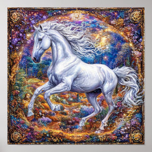 Paard Tekenfilm Paard Sieraardframe Elegant Antiek Poster