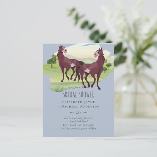 Paard Thema Landelijke Westerse Rustieke Bruiloft Briefkaart (Staand voorkant)