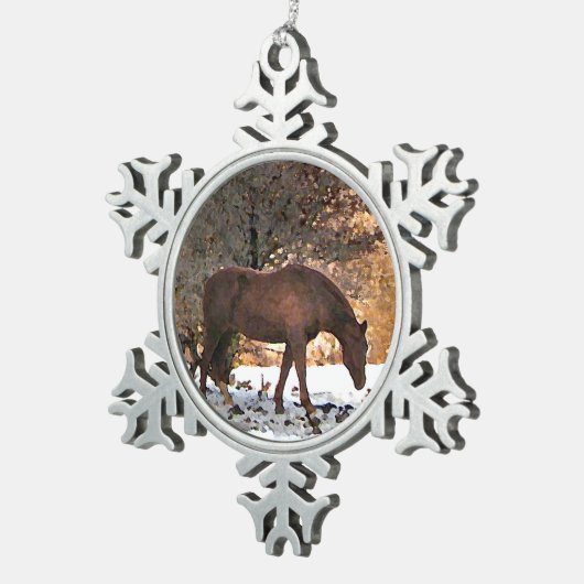 Paard Tin Sneeuwvlok Ornament (Rechts)