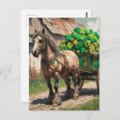 Paard trekt een kar vol Shamrocks AI-glitches Briefkaart (Voorkant / Achterkant)
