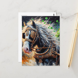 Paard trekt een lading Shamrocks Briefkaart