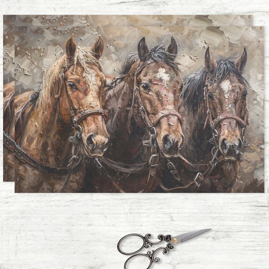 Paard Trio Rustiek Westerne Decoupage Tissuepapier