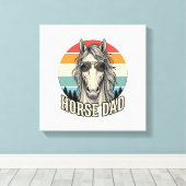 Paard Vader Vintage Zonsondergang Gravure Vector D Canvas Afdruk (Insitu (Houten vloer))