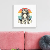 Paard Vader Vintage Zonsondergang Gravure Vector D Canvas Afdruk (Insitu (Woonkamer))