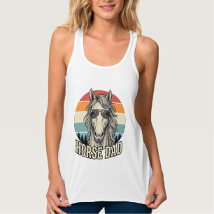 Paard Vader Vintage Zonsondergang Gravure Vector D Tanktop