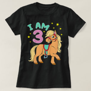 Paard Verjaardag 3 Jaar Peuter Meisjes T-shirt