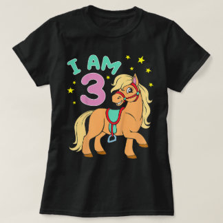 Paard Verjaardag 3 Jaar Peuter Meisjes T-shirt