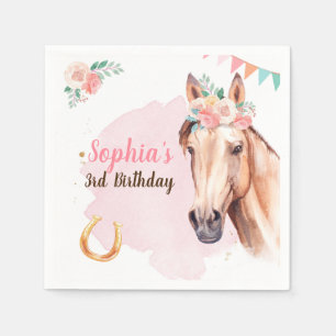 Paard Verjaardag Cowgirl Party Napkins Girl Pink Servet