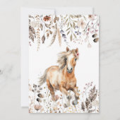 Paard Verjaardag Uitnodiging Boho Paard Wildbloem (Achterkant)