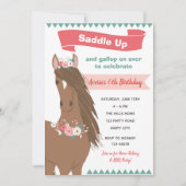 Paard Verjaardag Uitnodiging (Floral) (Voorkant)
