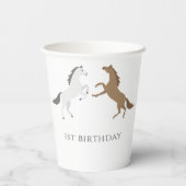 Paard Verjaardagsfeestje Cowgirl 1e Verjaardag Papieren Bekers (Achterkant)