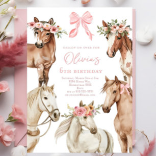 Paard verjaardagsfeestje uitnodiging, Meisje paard Kaart