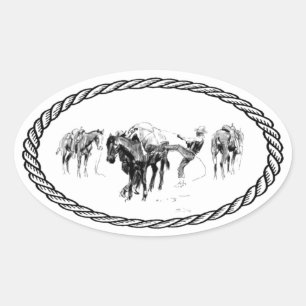 Paard Verpakking Euro Stijl Ovale Sticker