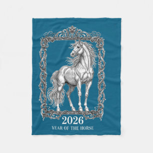 Paard Vintage Houtsnede Gravure Stijl Illustratie Fleece Deken