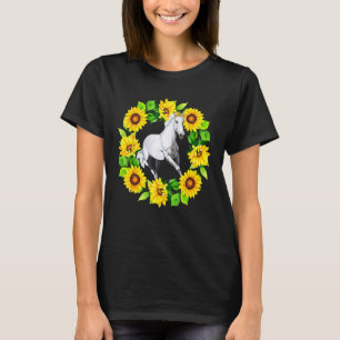 Paard vlinderdas in zonnebloemen cirkel dier kinde t-shirt