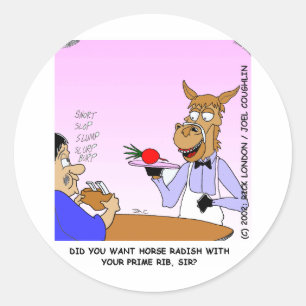 Paard Waiters Grappige Cartoon T-shirts & Cadeaus Ronde Sticker