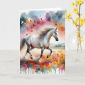 Paard Waterverf Alle gelegenheden Kaart (Gele Bloem)