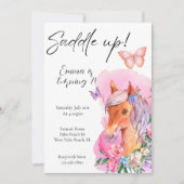 Paard waterverf paard minimaal bloemmotief kaart (Voorkant)