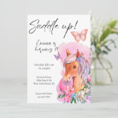 Paard waterverf paard minimaal bloemmotief kaart (Staand voorkant)