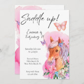 Paard waterverf paard minimaal bloemmotief kaart (Voorkant / Achterkant)